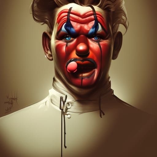 Hyperdetailed Gordon Ramsay Clown Portrait