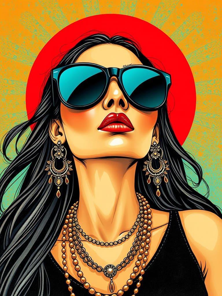 Stylish Woman Portrait in Hyperdetailed Digital Art Style