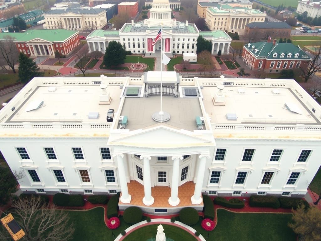 White House Drone View Above Sea Level