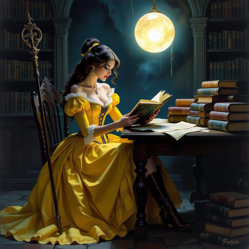 Gothic Fantasy Art: Belle with Ethereal Orb
