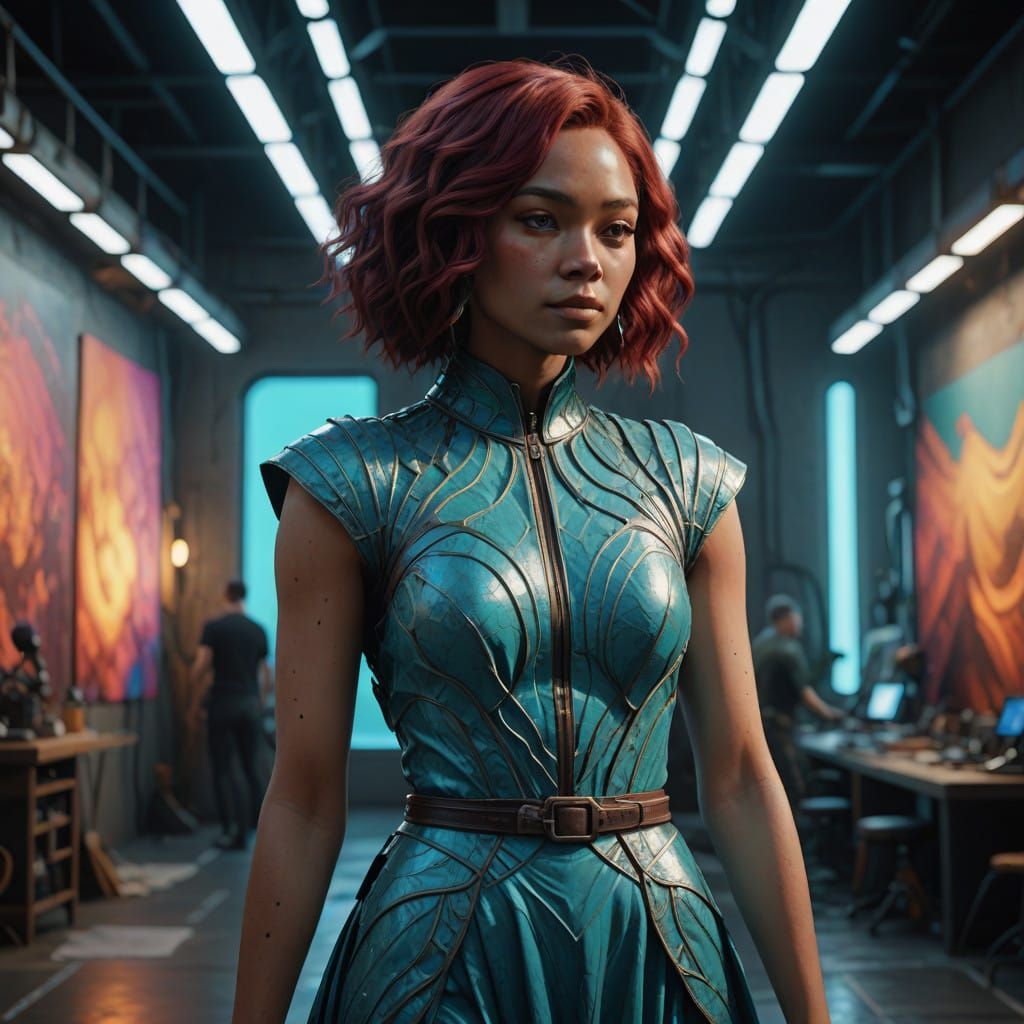 Fashion Designer in Futuristic Studio