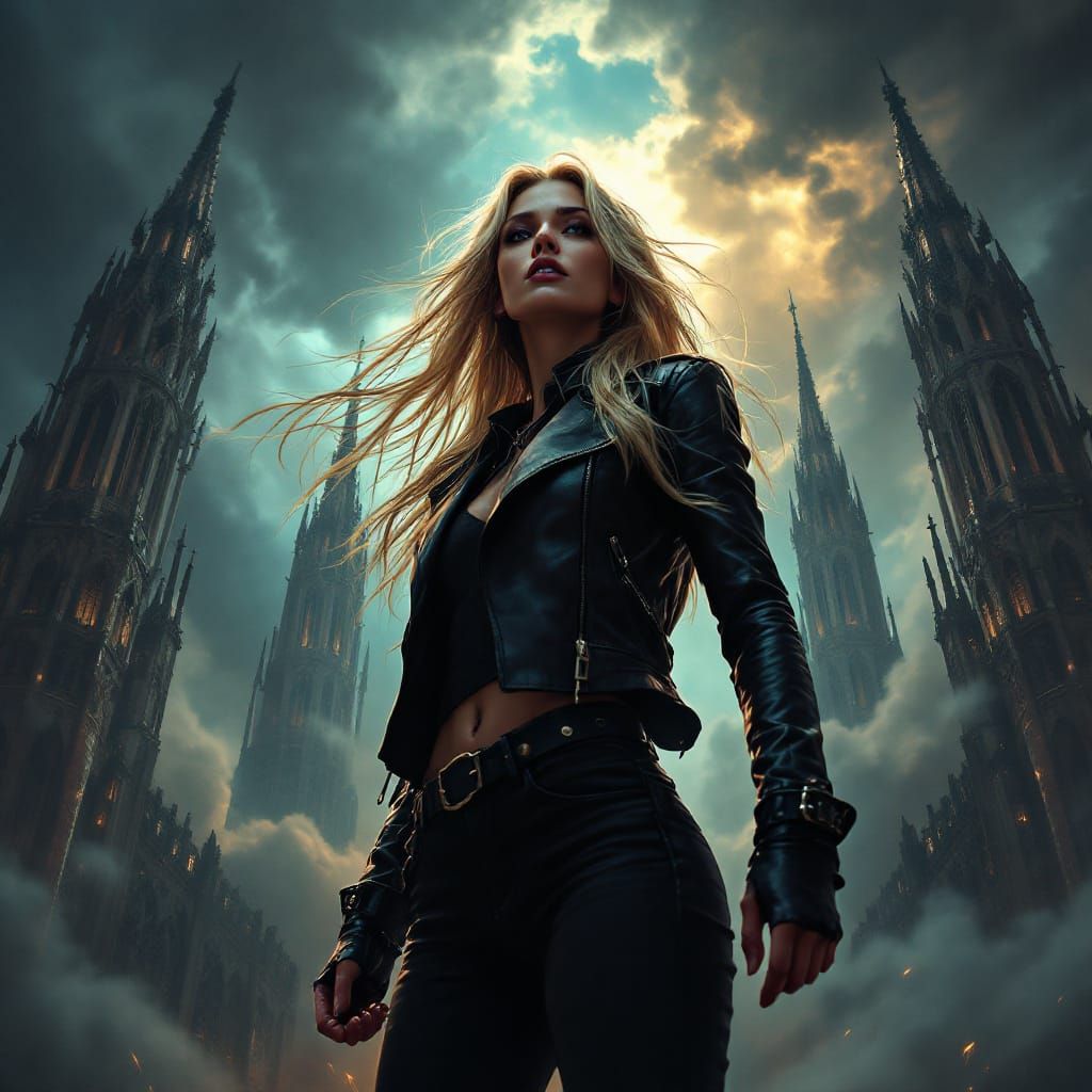 Woman's Dramatic Portrait with Gothic Backdrop