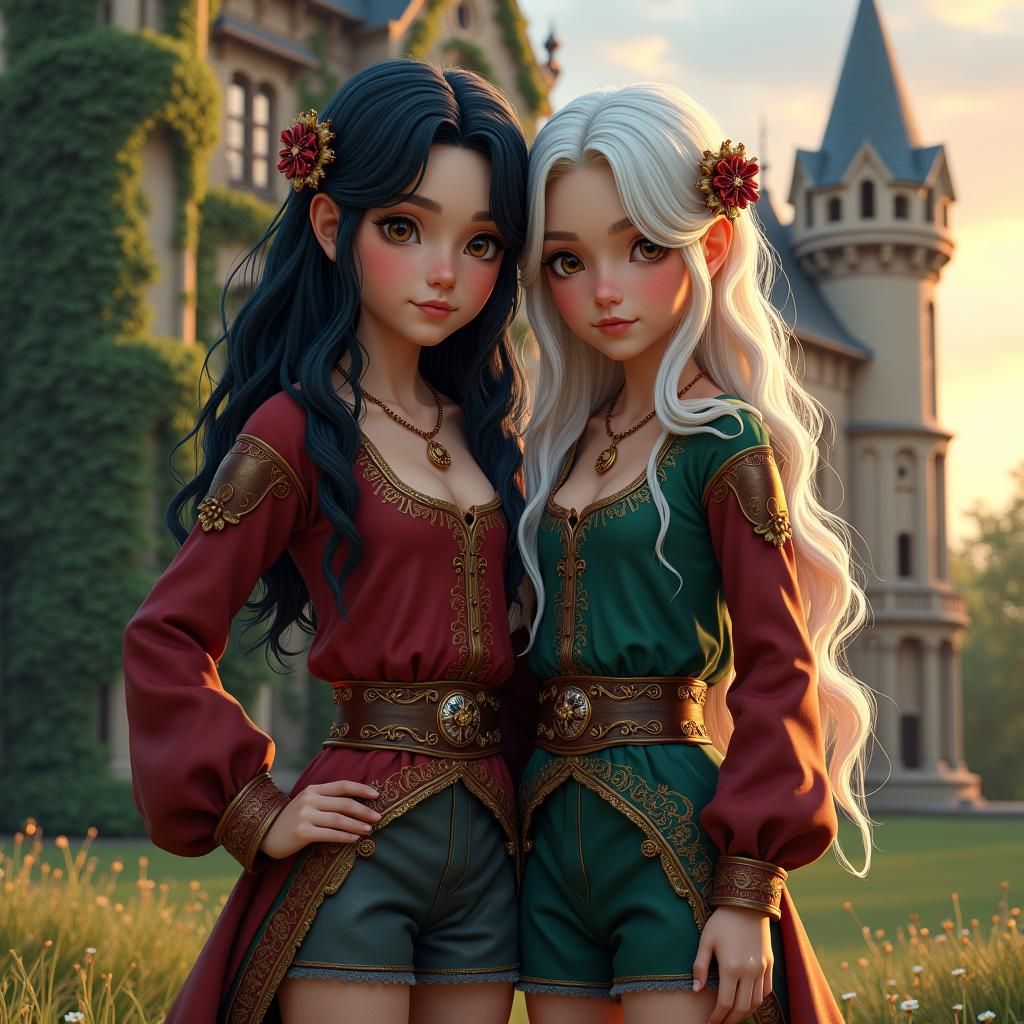 Regal Twins in Front of Grand Manor