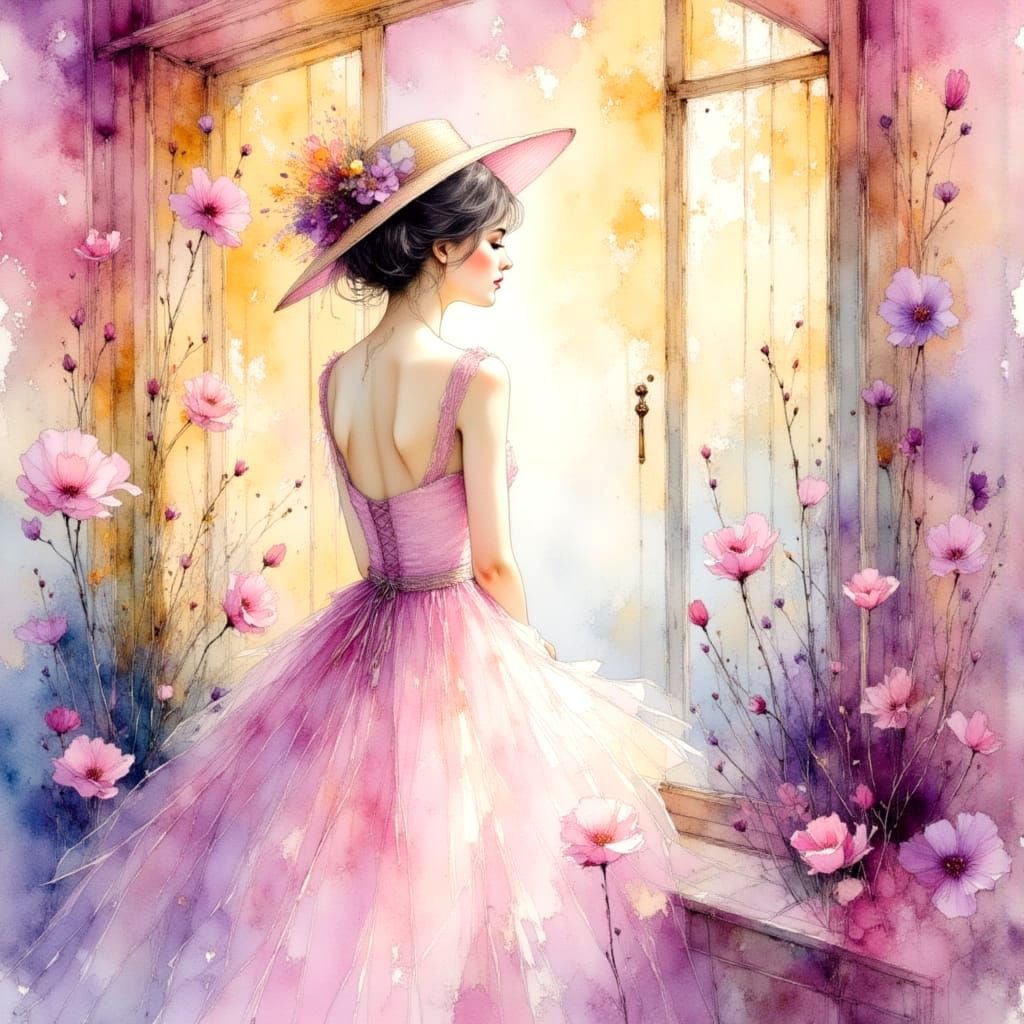 Ethereal Watercolour Dreamscape in Soft Romantic Hues