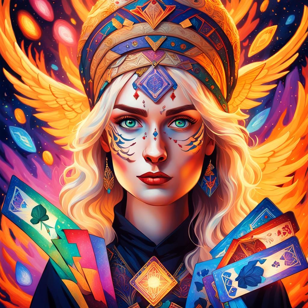 Phoenix Alice: Blonde Tarot Reader in Fauvist Expressionism