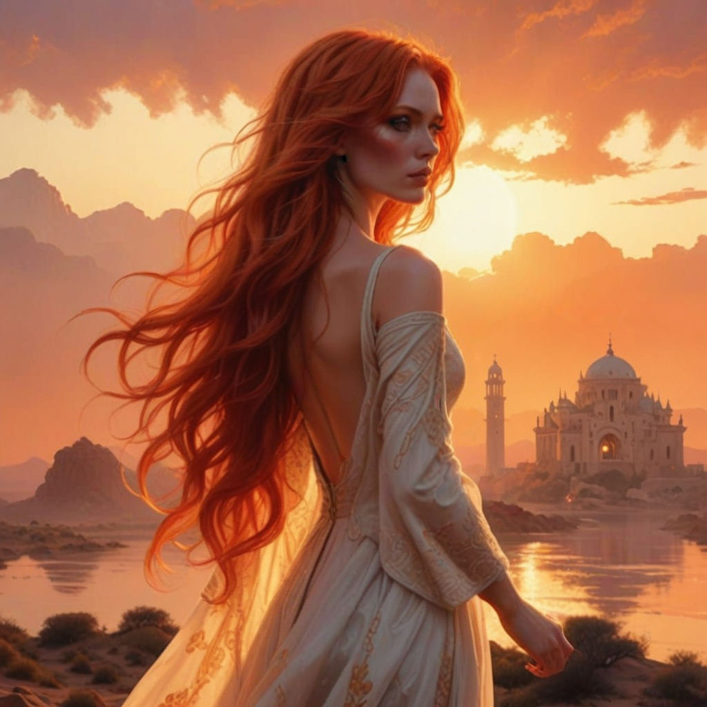 Renaissance Temptress in Sunset Light
