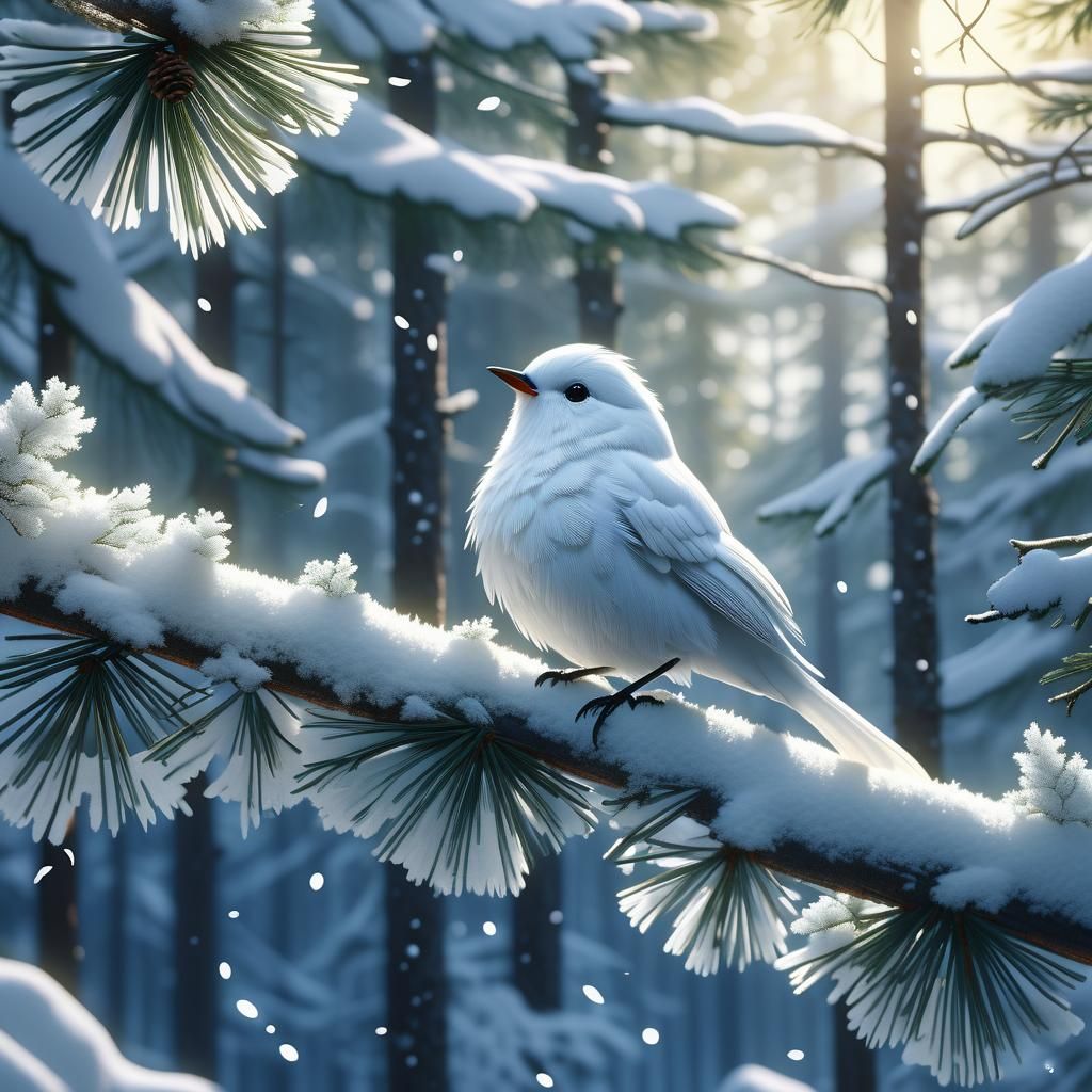 Hokkaido Snow Fairy Bird in Golden Light