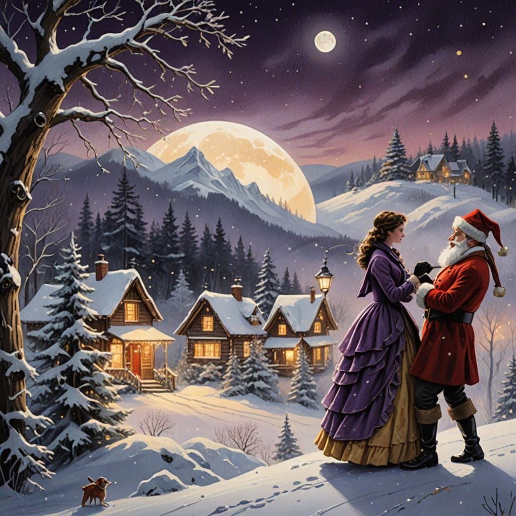 Surreal Christmas Ornament Scene in Whimsical Waterford Crys...