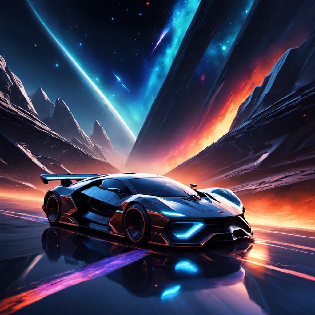 Sleek Alien Spaceship in Cosmic Starfield