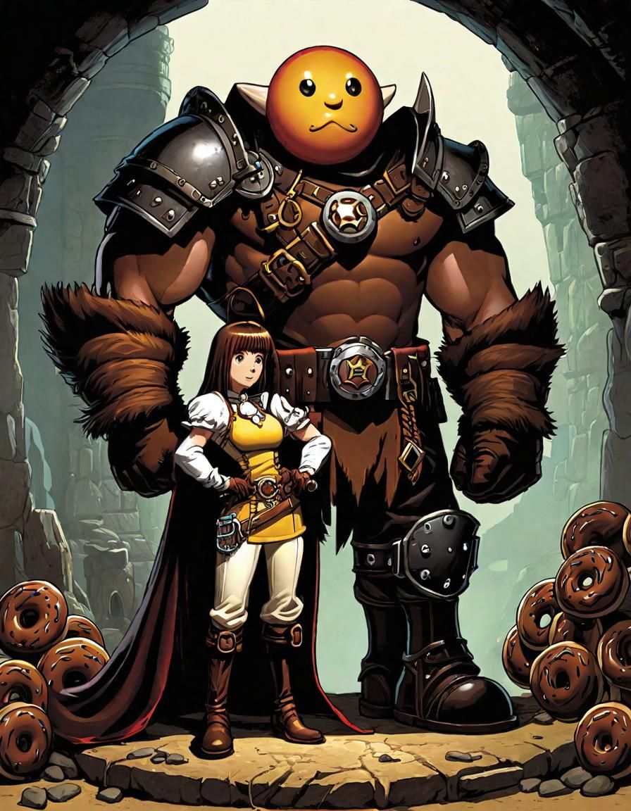 Dungeon Crawler Carl and Donut standing together