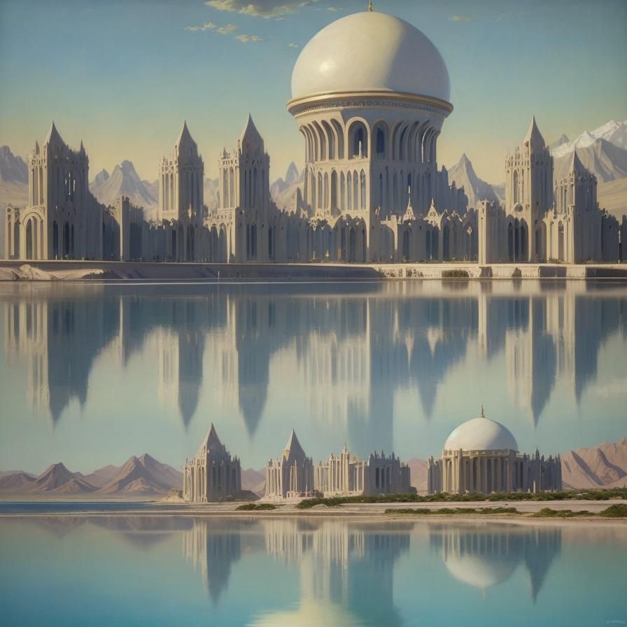 Saltair Resort Towers Rise: Surreal Oil Painting