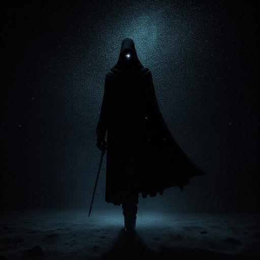 Mysterious Figure at Edge of Starry Void