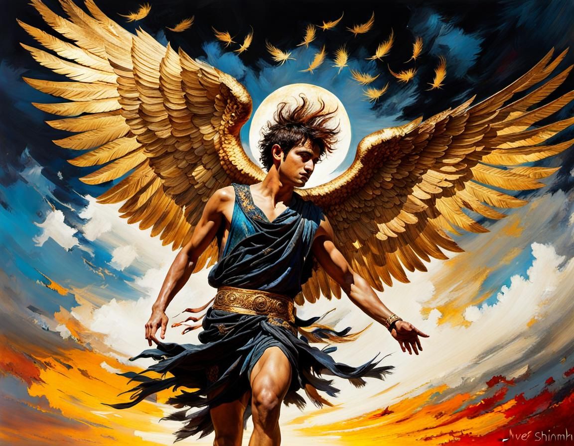 Icarus's Flight: A Gothic-Esoteric Painting