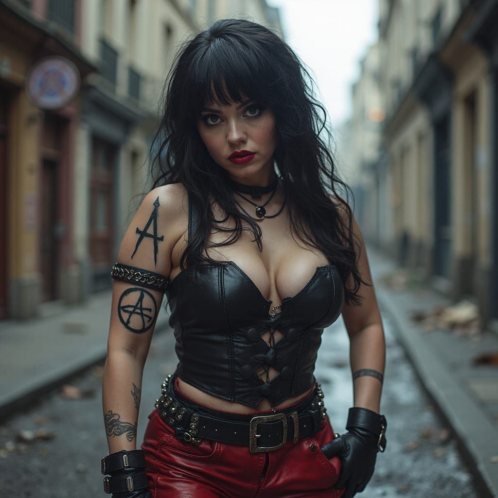 Goth-Punk Woman Defies Ruins in Paris