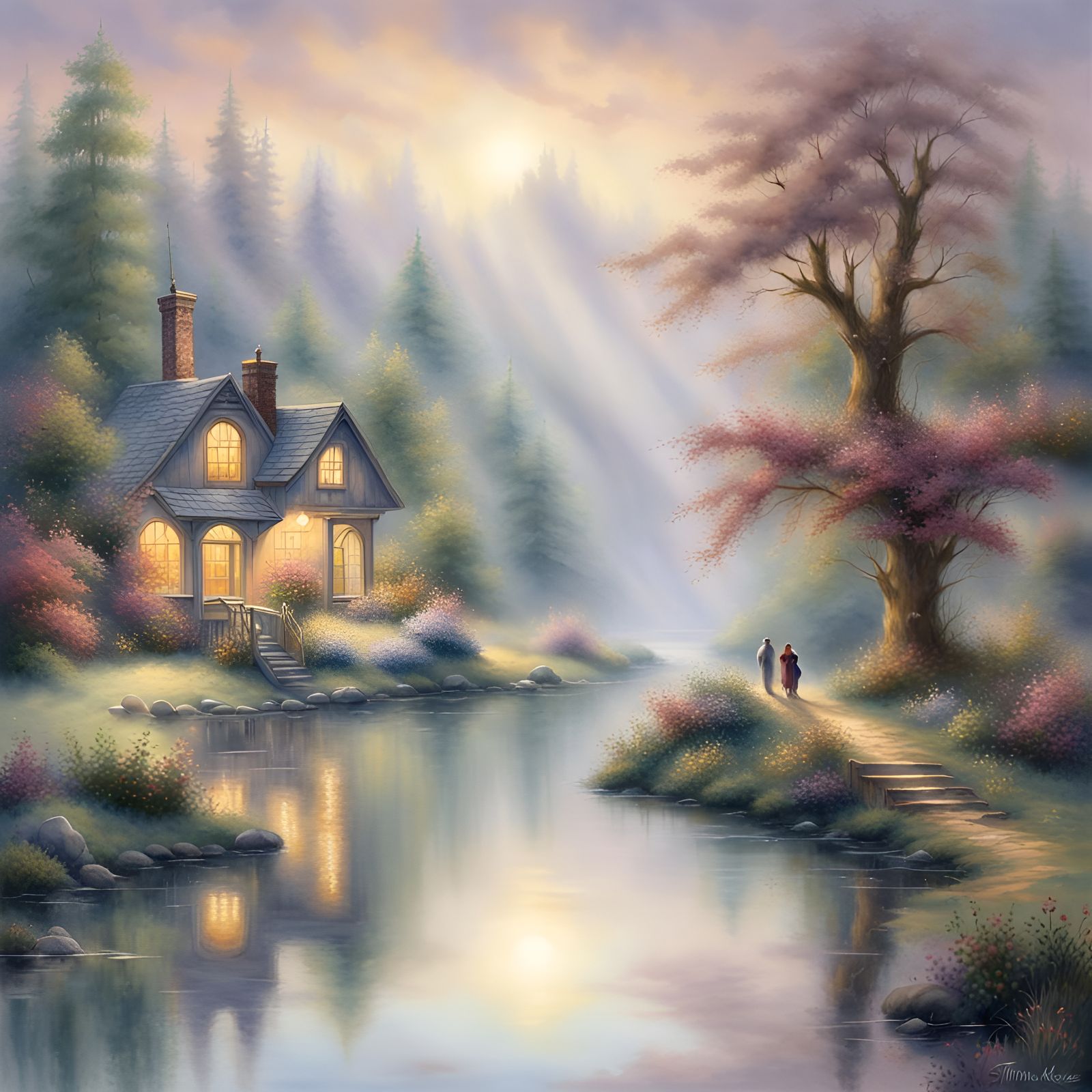 Wildlife Reflections in Ethereal Watercolour Splash Art