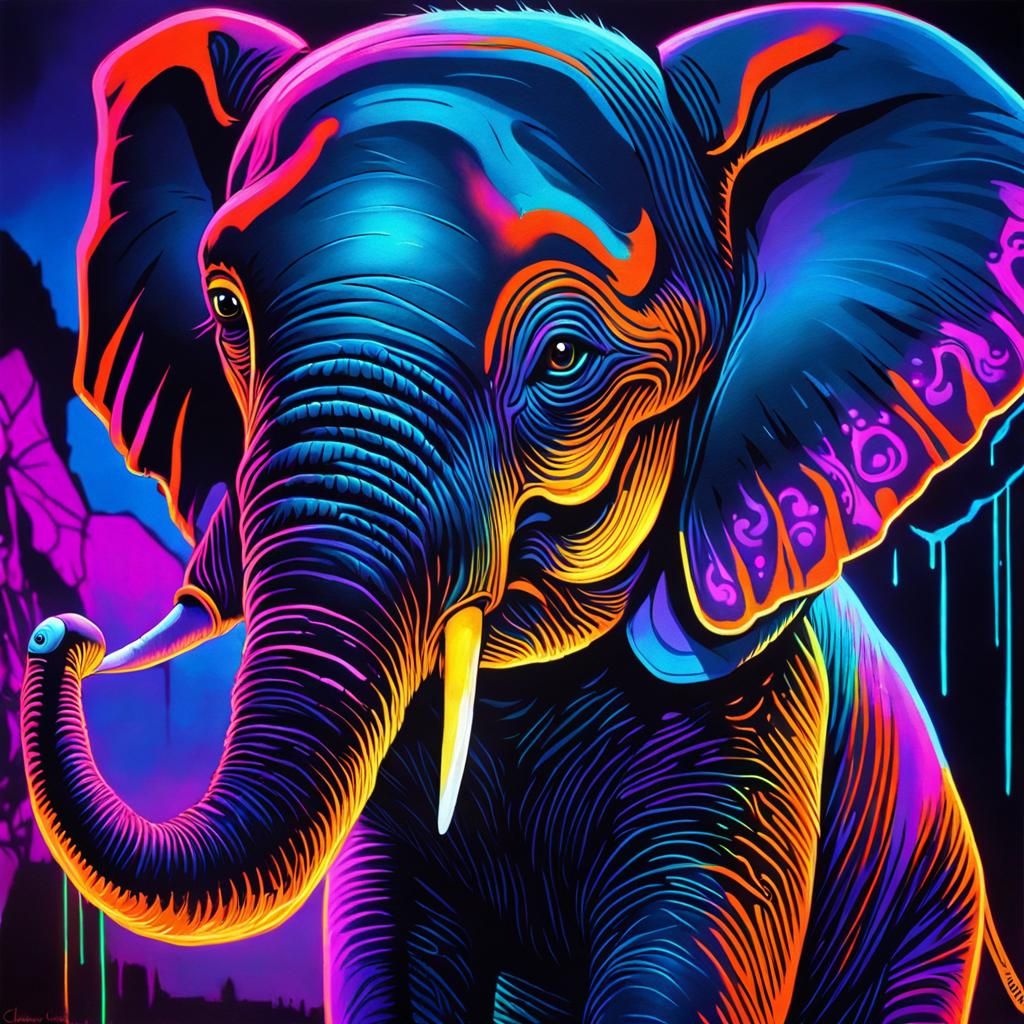 Black light elephant