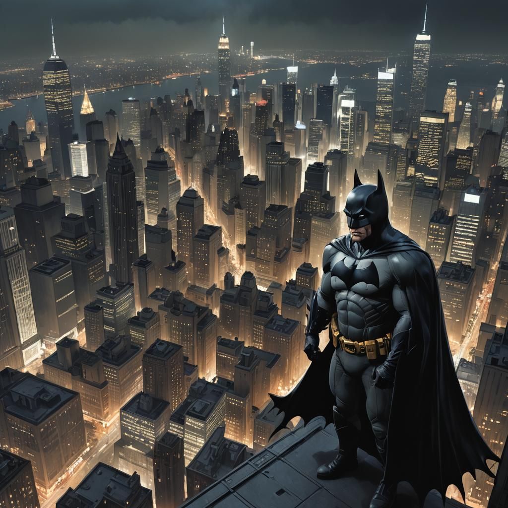 Batman Watches Over Dark New York City
