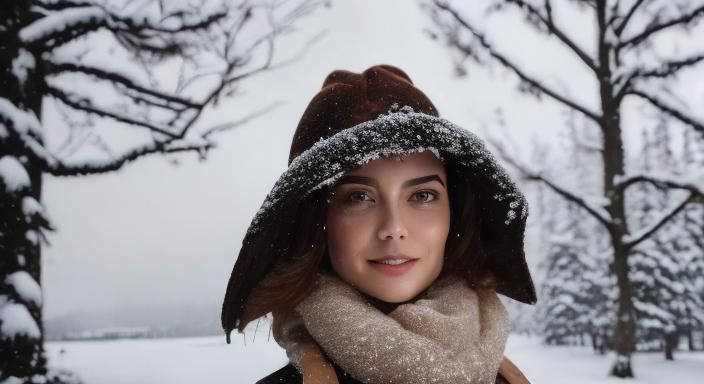 Photorealistic Portrait in Snow with Detailed Rendering
