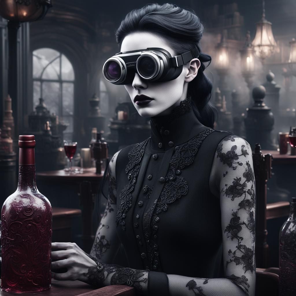 Goth Model in VR: Black and White Photography