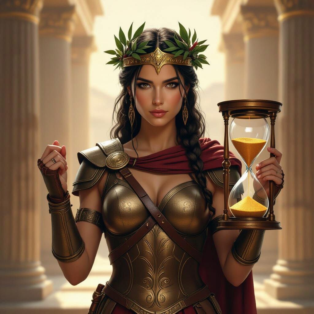 Ancient Greek Goddess Warrior in Temple