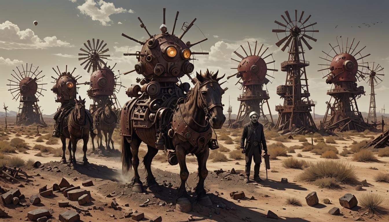 Steampunk Horsemen in a Burtonesque Desert
