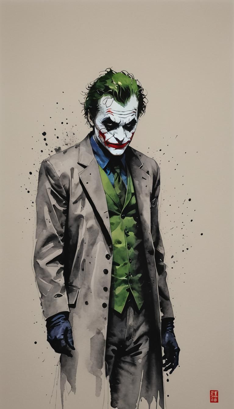 Joker in Chinese Ink Minimalist Painting