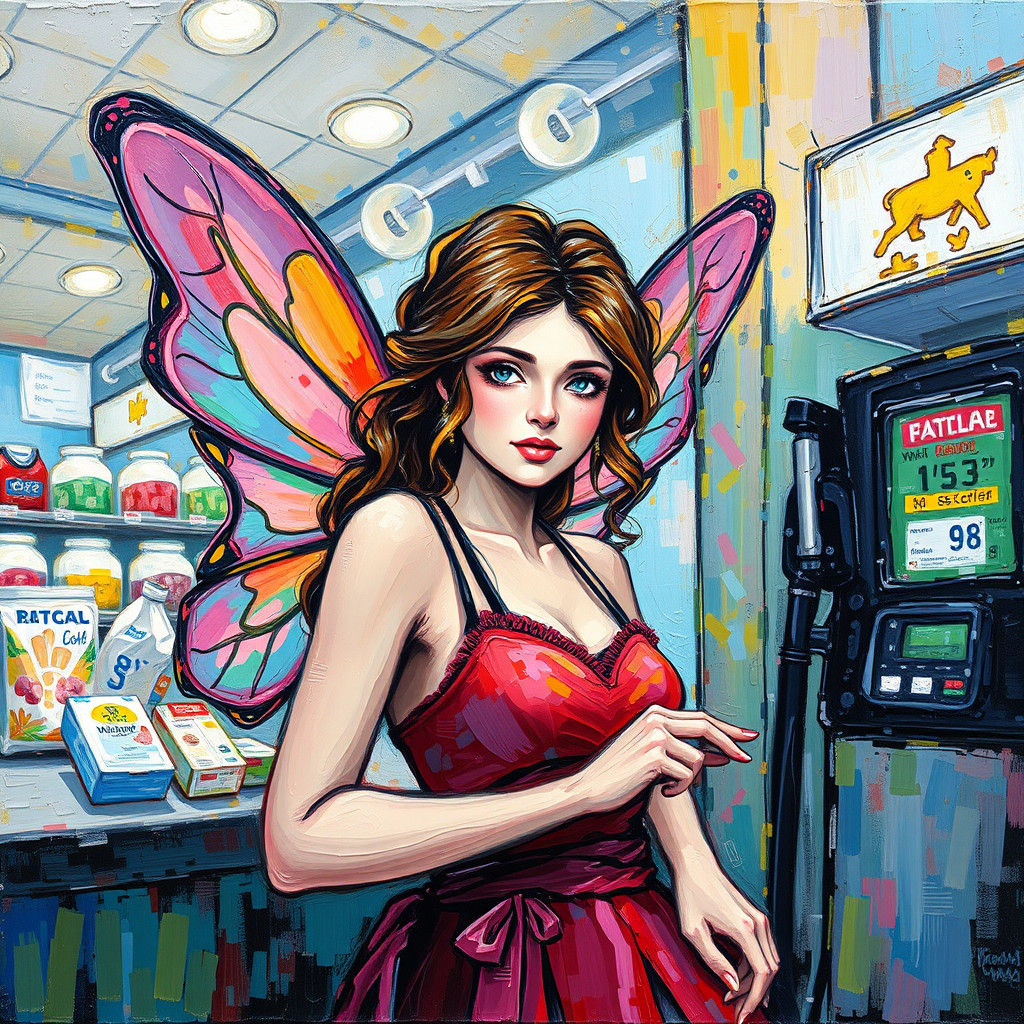 Fairy Luise is a saleswoman at a gas station