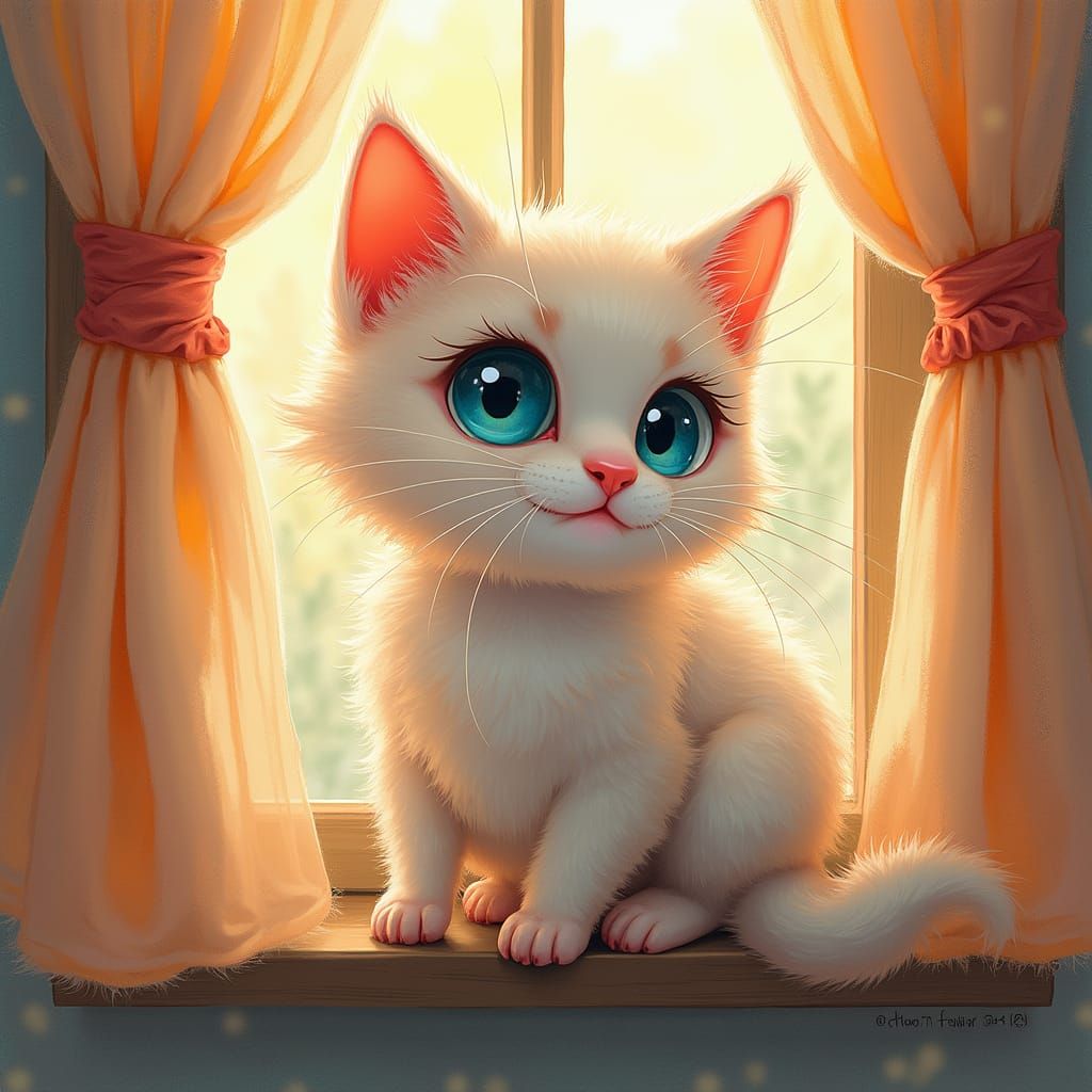 Ethereal Feline Portrait in Whimsical Realism