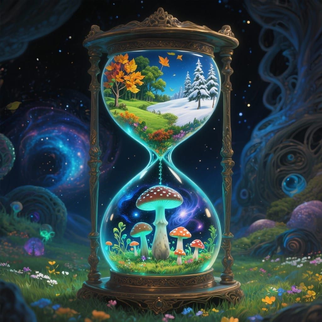 Hourglass of Seasons with Cosmic Mushrooms