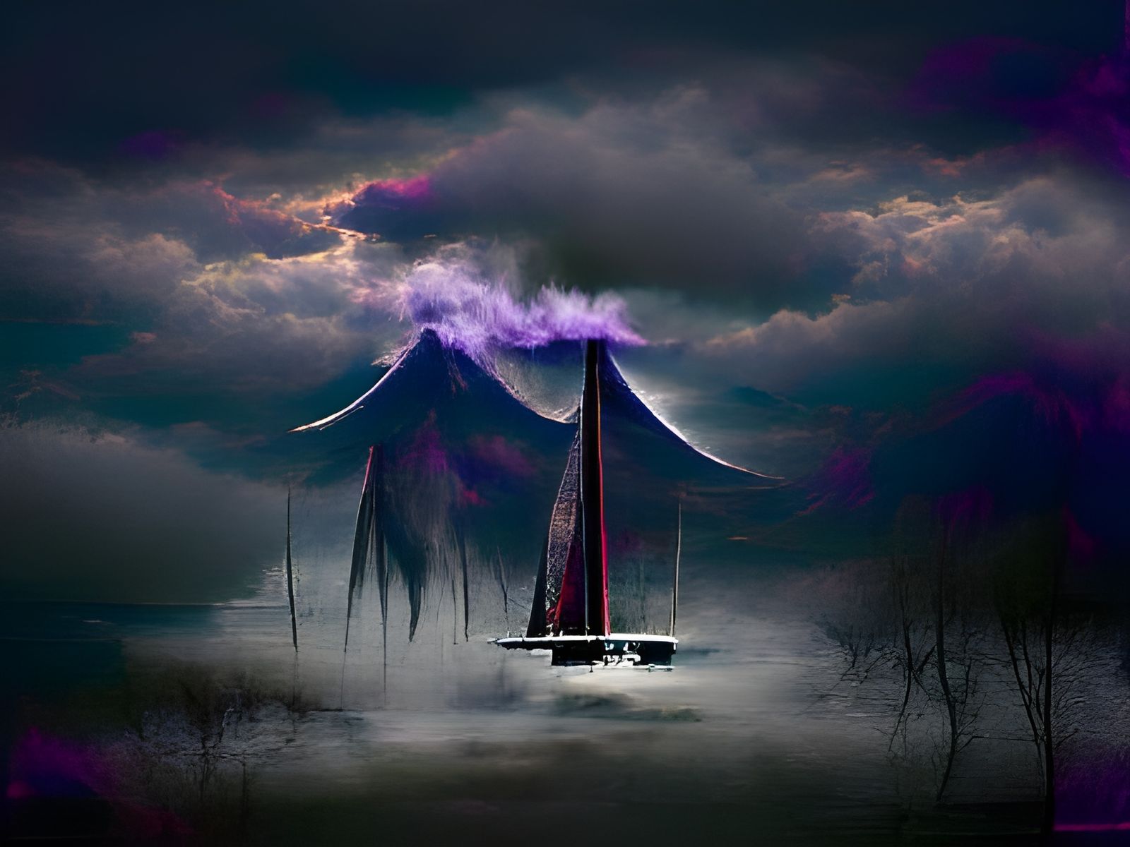 Ominous Mystical Sailing Scene