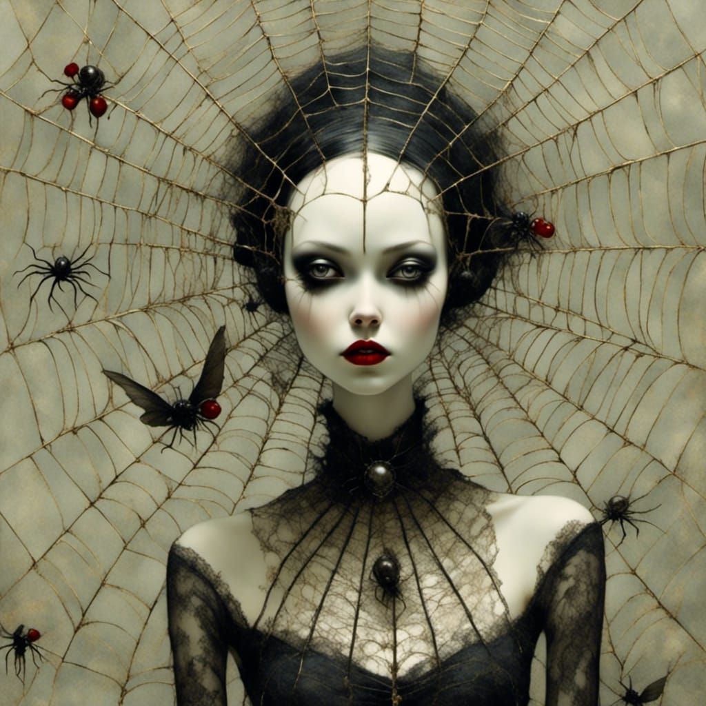 Gothic Demon with Spider Legs, Surreal Art