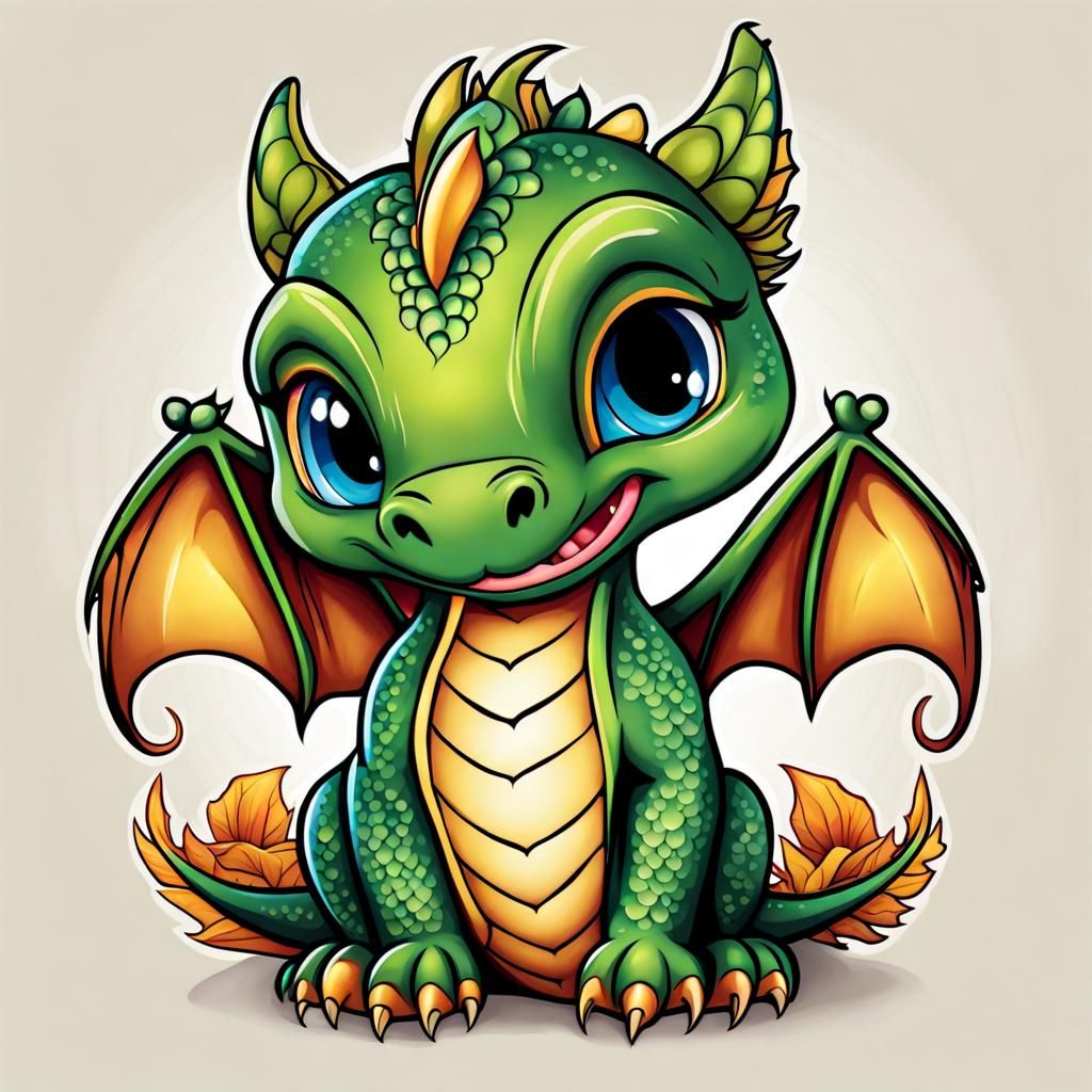 Cute Baby Dragon Tattoo Design