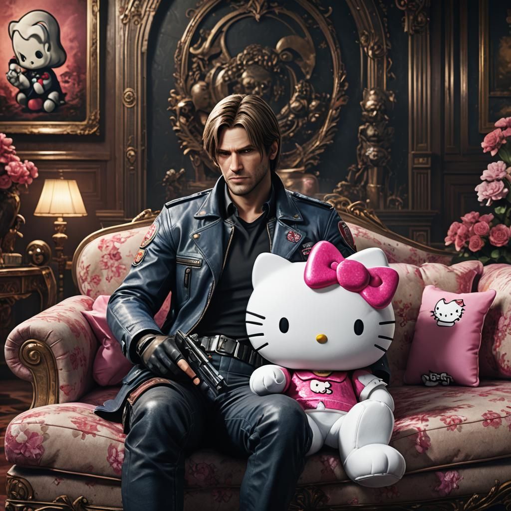 Leon Kennedy and Hello Kitty: Detailed Matte Painting