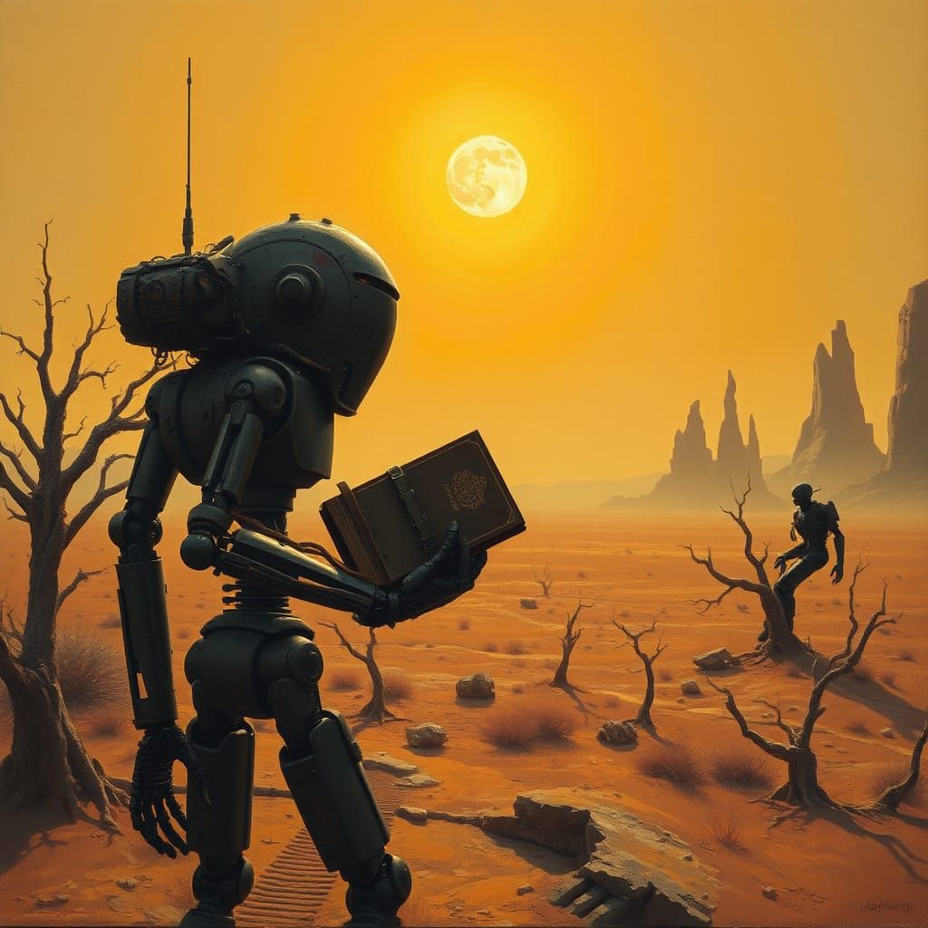 Robot in Desert, Post-Apocalyptic Surrealism