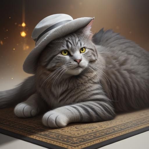 Tabby Cat in Fur Hat: Fantasy Concept Art