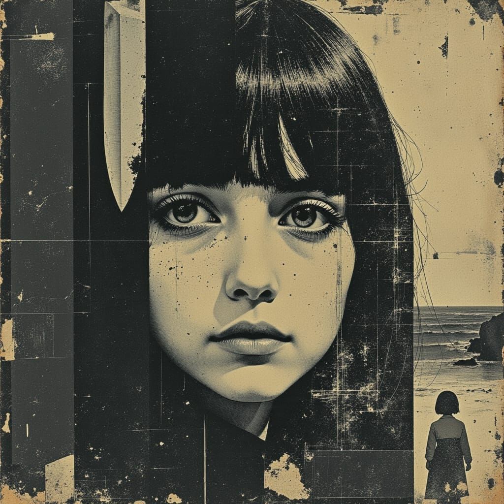 Ethereal Girl in Dark, Impasto Portrait