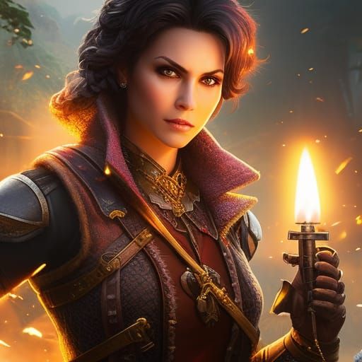 Scruffy Female RPG Character in Detailed Oil Painting