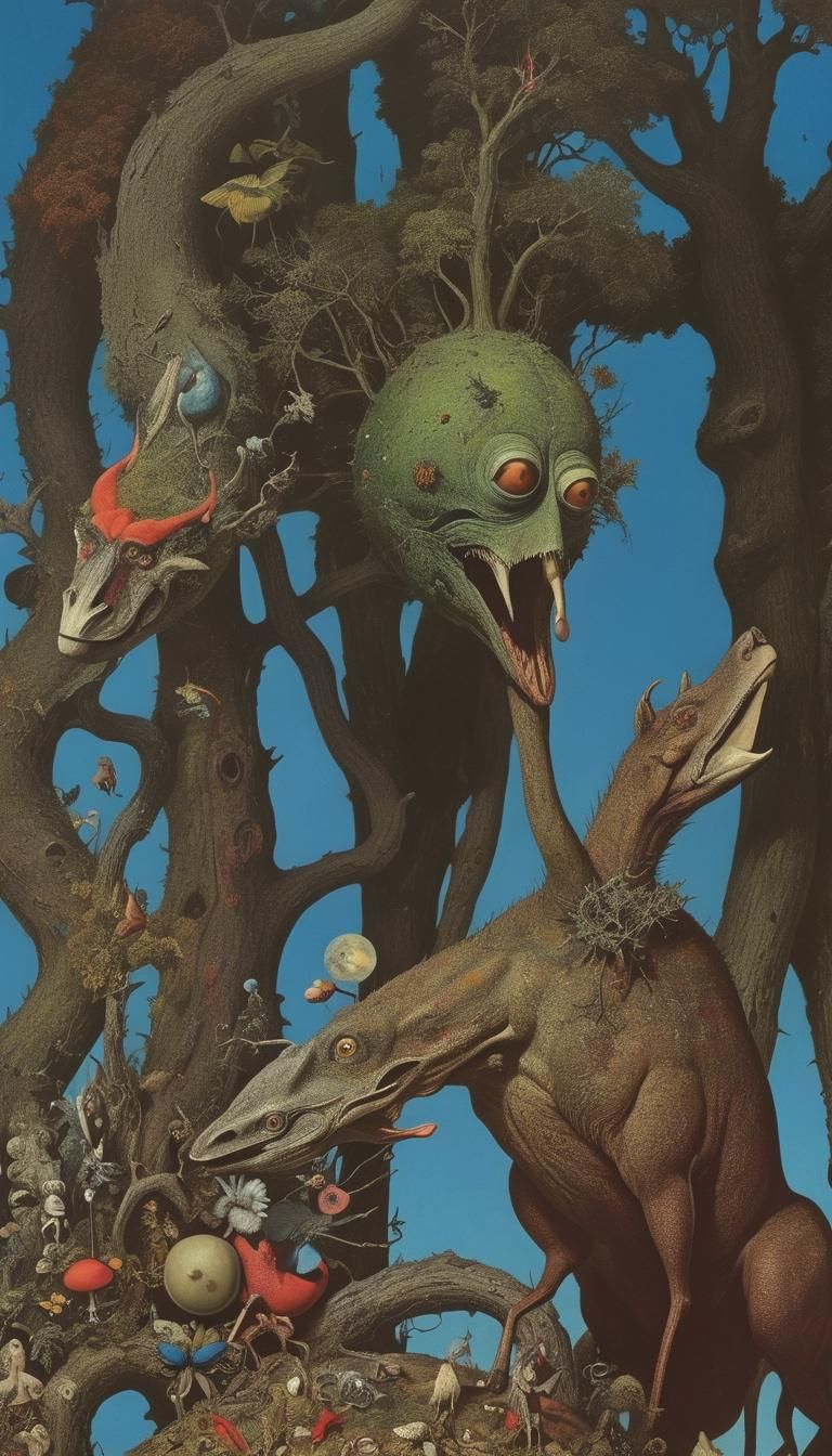 Decalcomaniac Rides Through Magic Surreal Forest