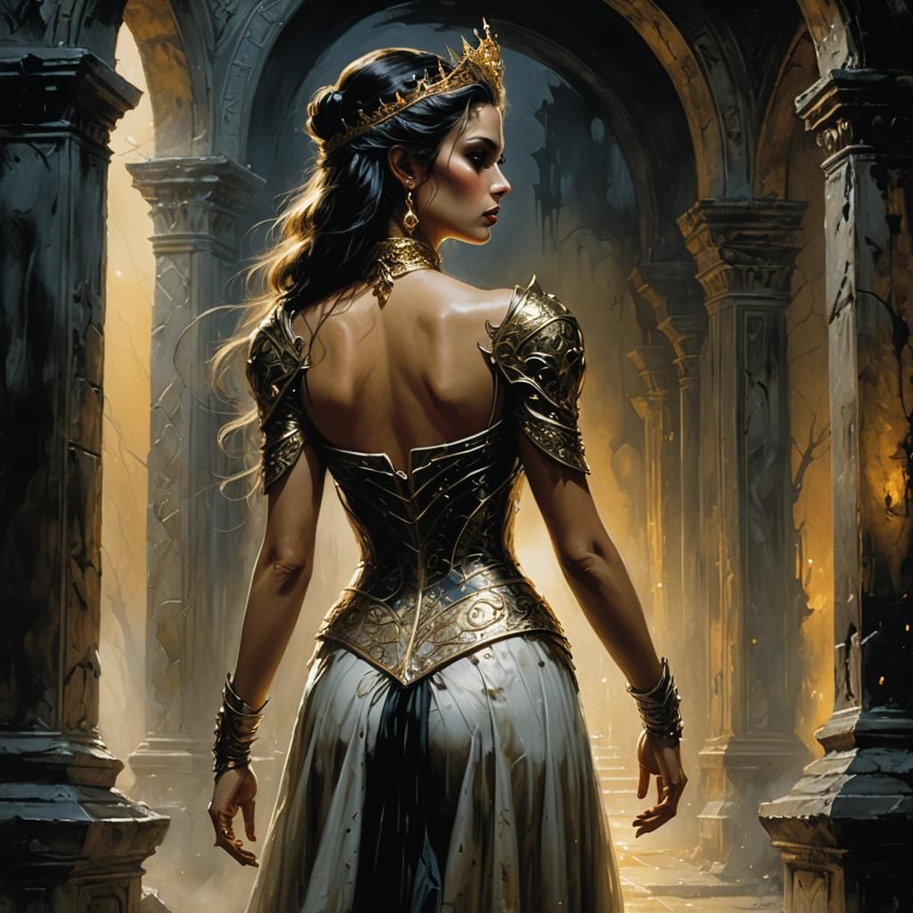 Regal Princess in Dark Fantasy Illustration