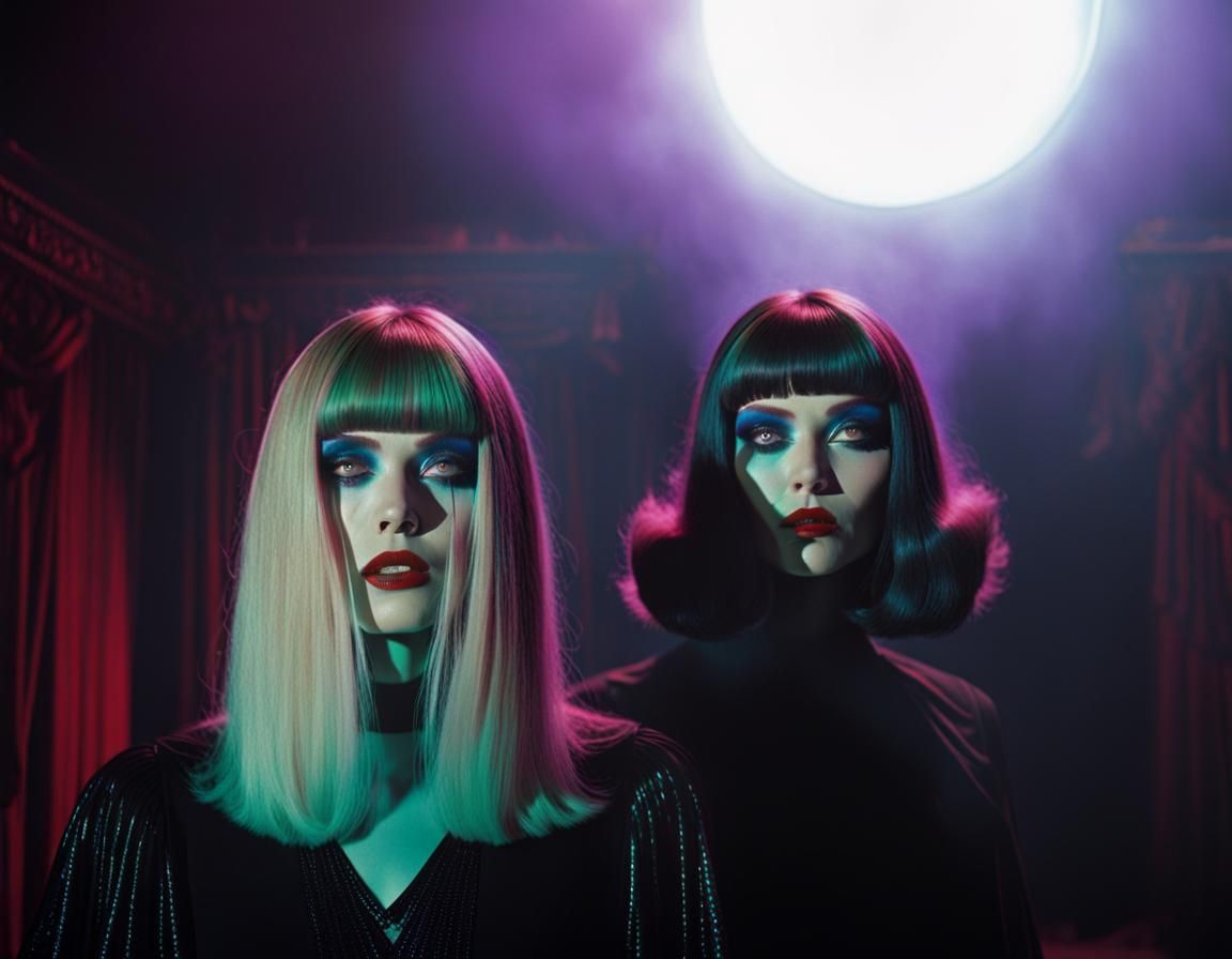 Pink Gel-lens lighting; Retro 1970s babes; Crepuscular 1970s psychedelic seance scene; witchy haircuts and elaborate bla...