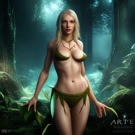 Elven Girl in Leaf Bikini: Fantasy Concept Art
