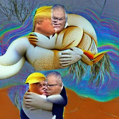 Cartoon of Two Men Hugging