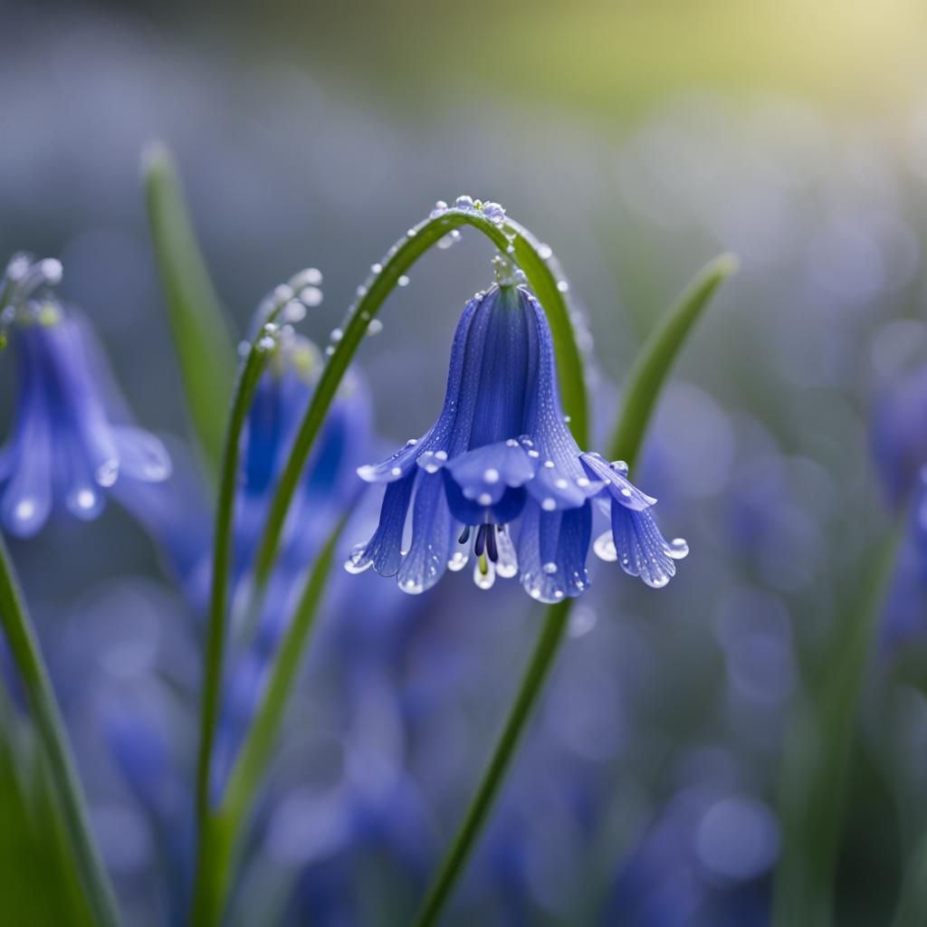 Bluebell with Dew: Macro Professional Photography