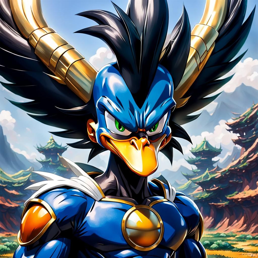 Daffy Duck as Vegeta in Dragon Ball Z Style