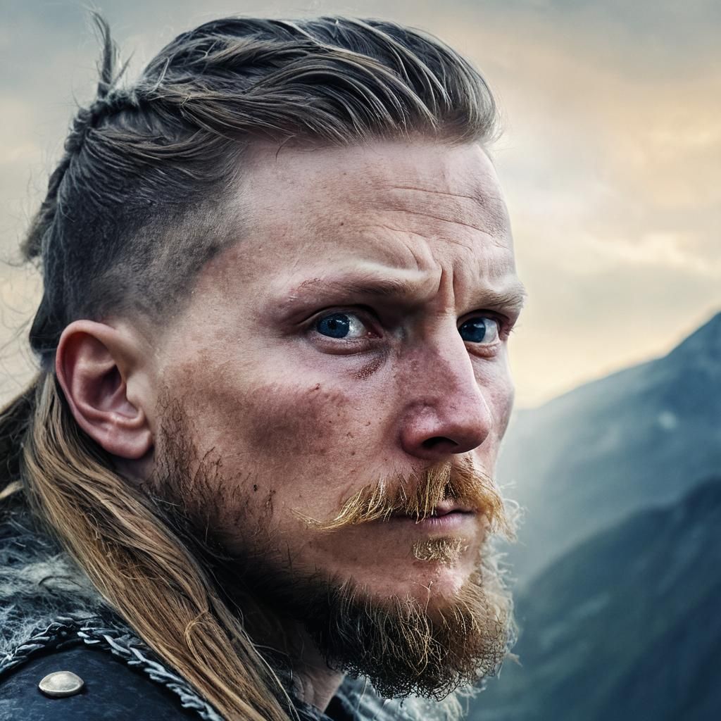 Viking Warrior Portrait in Golden Hour Lighting