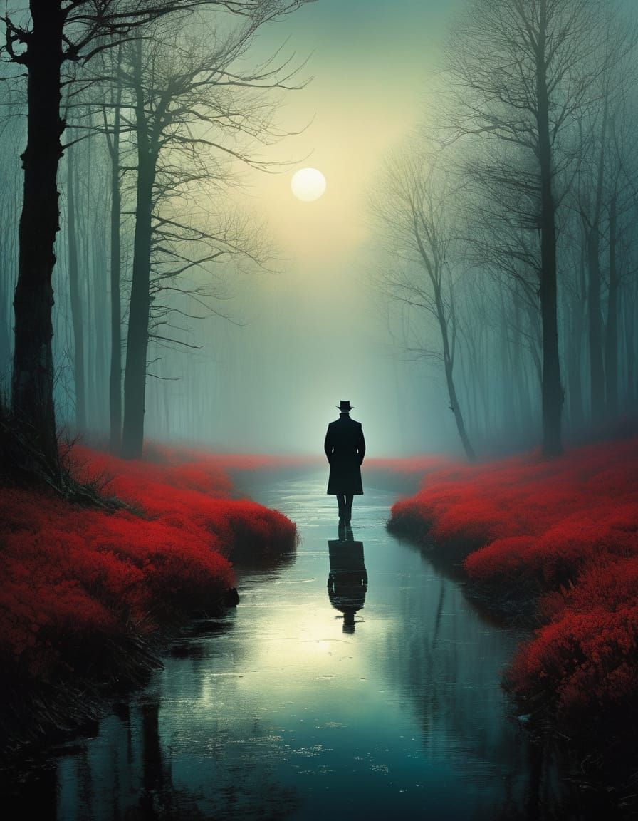 Colorful Misty Morning Landscape Painting