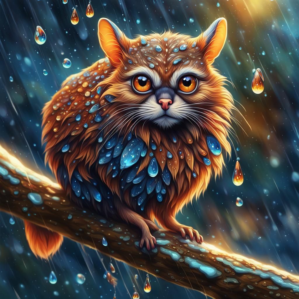 Crystal Realism: Brown Tarzier in Shimmering Wetland