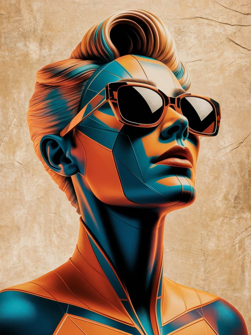 Futuristic Figure in Surreal, Abstract Style with Geometric ...