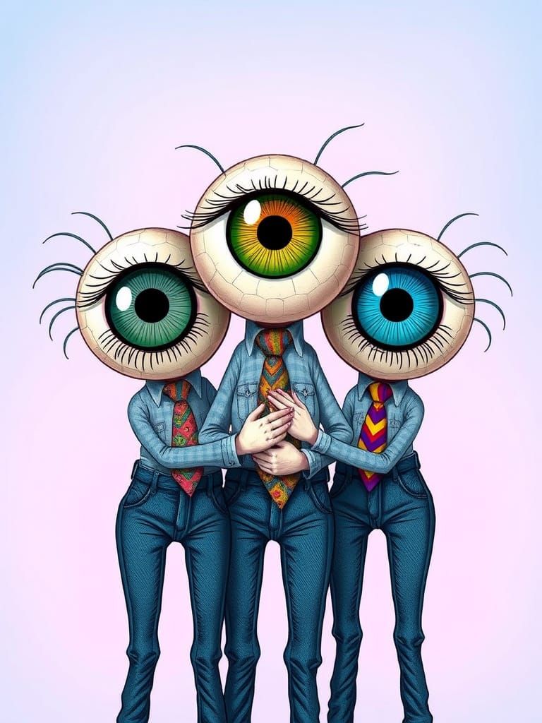 Whimsical Eyeball Friends in Bold, Graphic Style