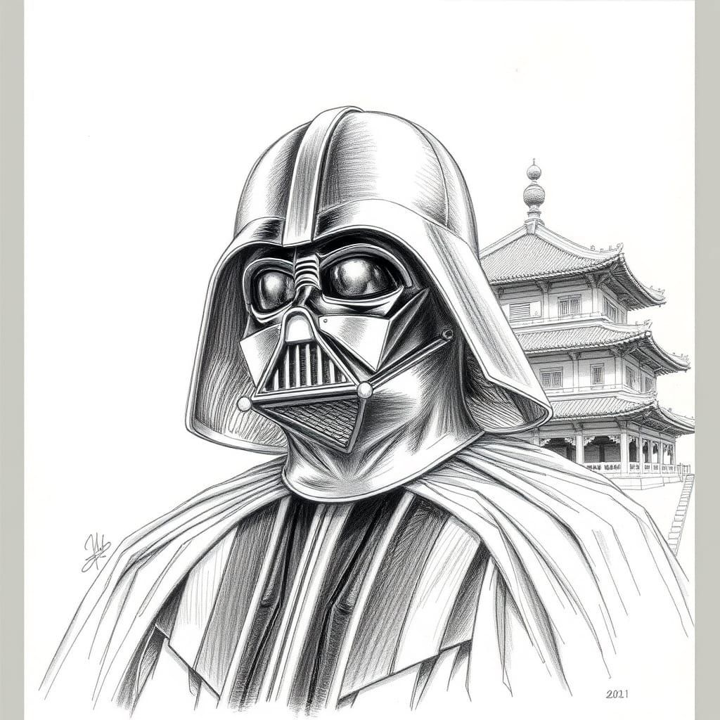 Ethereal Darth Vader in Pencil Style
